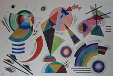 Wassily KANDINSKY - Acquerello geometrico con inchiostro - montato/opaco ma senza cornice
