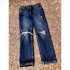 PILCRO Anthropologie Ripped Jeans Medium Wash Distressed Straight Leg Size 28