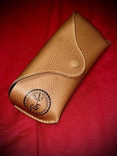    Authentic Ray-Ban Tan Pebbled Faux Leather Sunglasses Case   Semi-Hard   