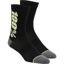100 Brand Rhythm Merino 6" Wool Performance Socks - S/M - Black / Yellow - MTB