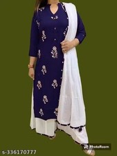 Indian Readymad Party Festive Wedding Rayon Kurta Kurti Pant Set for Women's
