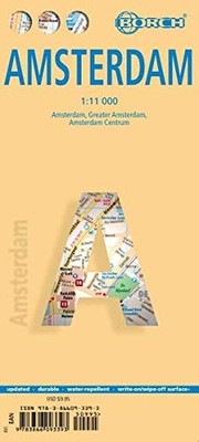 LAMINATED AMSTERDAM MAP BY BORCH (ENGLISH EDITION) By Borch Maps **Excellent**
