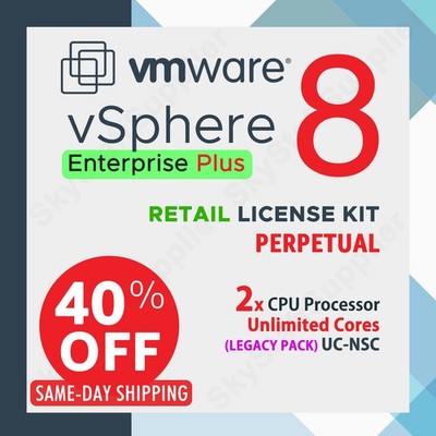 VMware vSphere 8 ENTERPRISE Plus 2 CPU, Perpetual RETAIL (Legacy) License RT NSC