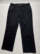 Lee Platinum Label Relaxed Fit Straight Leg Black Jeans Women's 16 Short Stretch