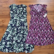 Chaps Ralph Lauren Sleeveless Dress Lot Womens M Blue Green Floral/Purple Pink