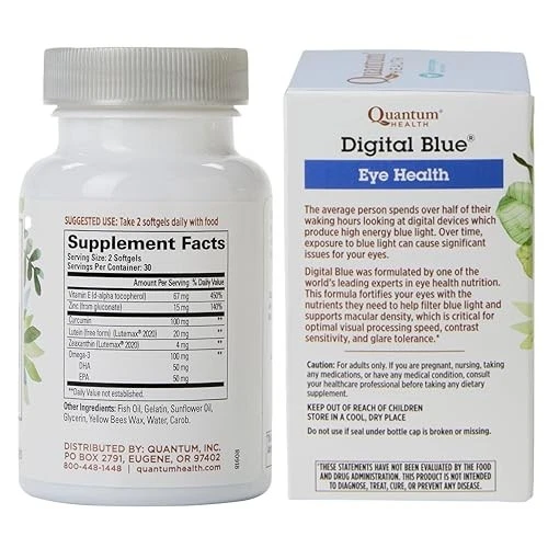 Quantum Health Digital Blue, Lutein and Zeaxanthin Eye Vitamins, Supports - Image 3 of 4