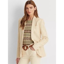 Lauren Ralph Lauren Pinstripe Linen and Viscose Blend Blazer