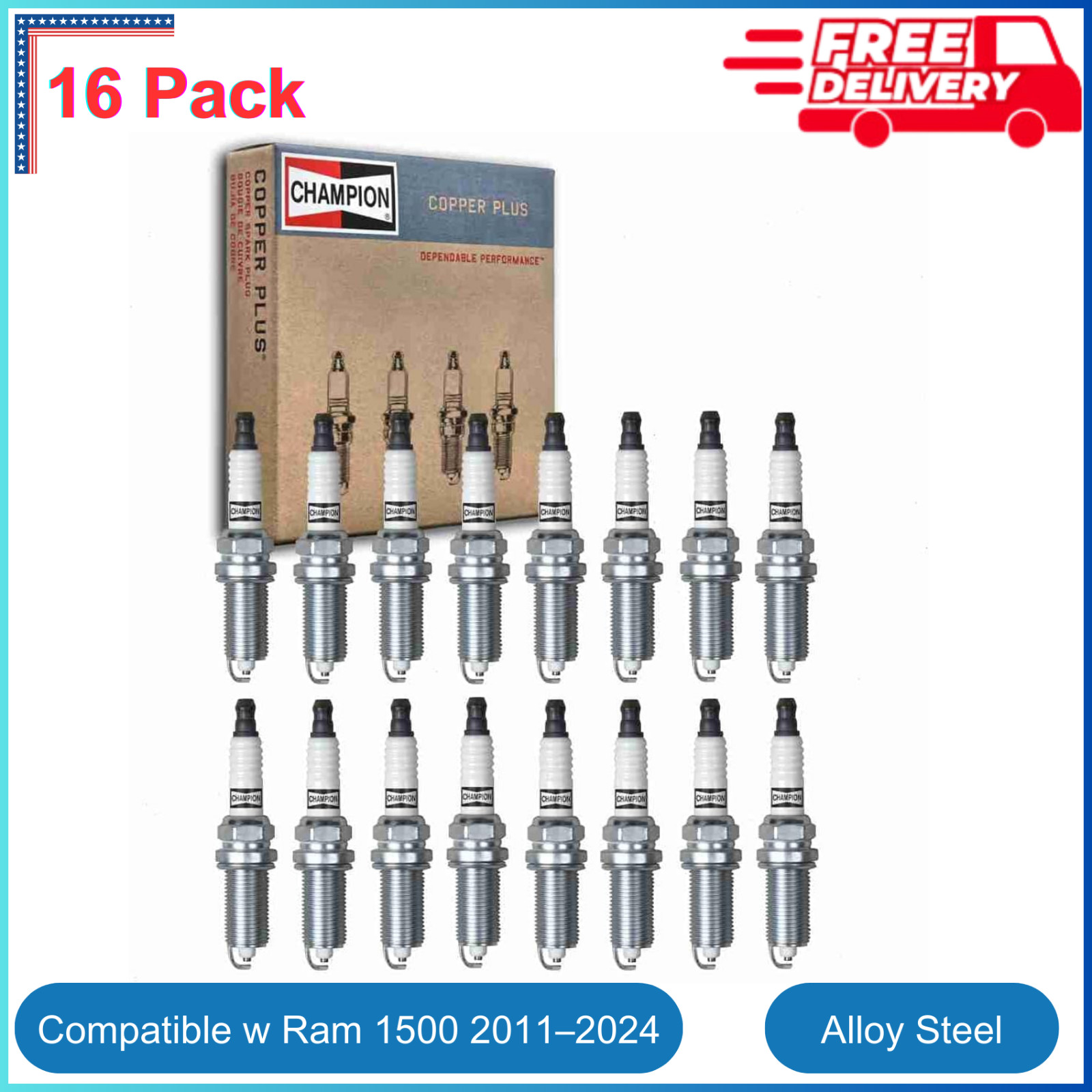 16Pc Champion Copper Plus Spark Plugs Compatible With Ram 1500 5.7L V8 2011-2024