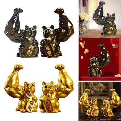 Kreative Lucky Fortune Cat Feng Shui Skulptur, Tabletop Home Office Wealth Big