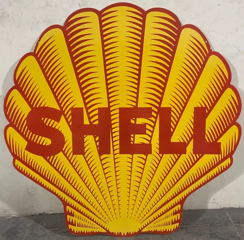 Vintage DSP Shell Gasoline & Oil Porcelain Enamel Sign 48x48".