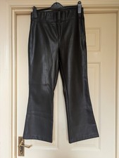 M&S Collection Faux Leather Trousers Kick Flare Size 10 Short  90s Minimalist