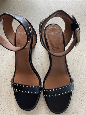 $675 Givenchy Elegant Heel 60 Sandals Studded Black sz 37.5 NWOB 