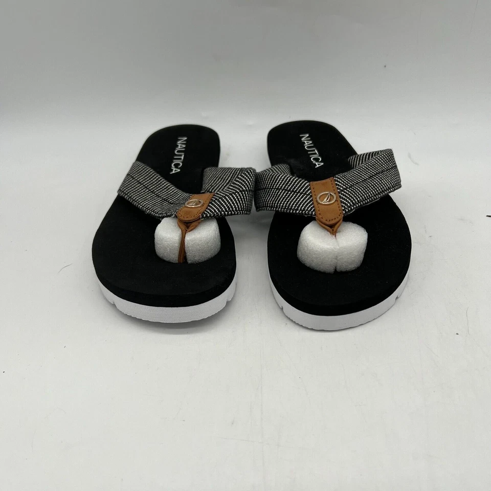 Sandalias chanclas Nautica Aeres para mujer negras blancas micro puntos talla 6 Foto 3 de 4