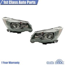 For 2017-2018 Subaru Forester  Set of 2 Headlights Headlamp Black Interior