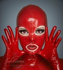 Latex gummi mask classic latex hood open eyes mouth nose back zip 0.4mm