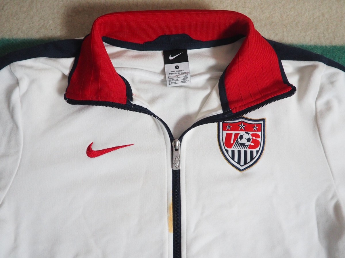 NIKE Soccer Team USA White Red Logo Full Zip Athletic Track