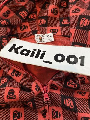 A Bathing Ape Bape Baby Milo Hoodie Size 2XL XXL Red Black 2000
