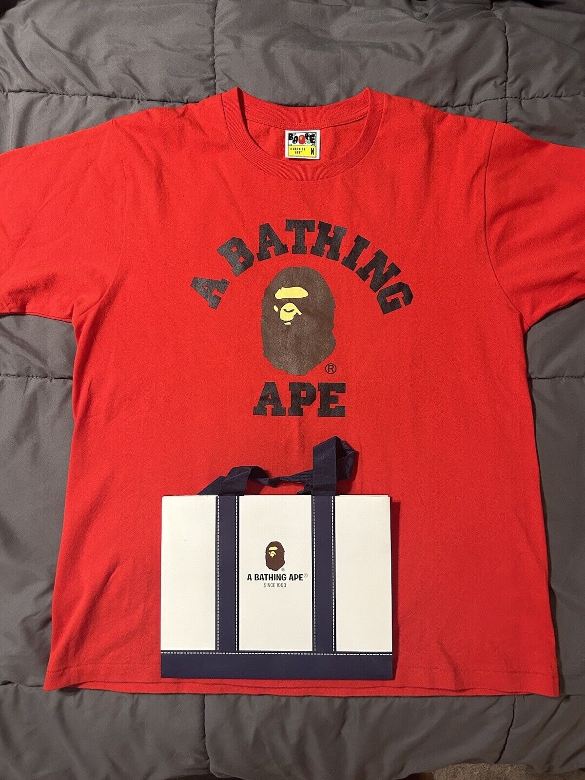 A Bathing Ape With Bag T-Shirt Mens MED Bape Red