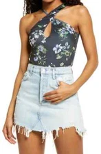 AFRM BNWOT womens "celyn" black floral bodysuit sz medium