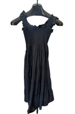 Quince 100% Organic Cotton Maternity Smocked Midi Dress Black XS