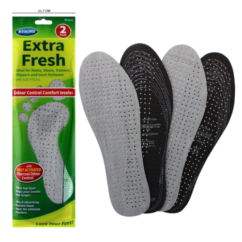 2 Pairs Extra Fresh Insoles Inner Soles for Boots Shoes Slippers Odour