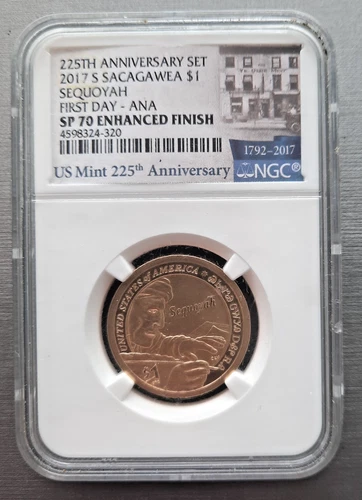 SP70 Enhanced Finish 2017-S Sacagawea Dollar - Sequoyah - Graded NGC First Day