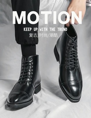 Mens Ankle Boot Shoes Formal Lace Up Leather SHoes Pointy Toe Shoes Motor Biker