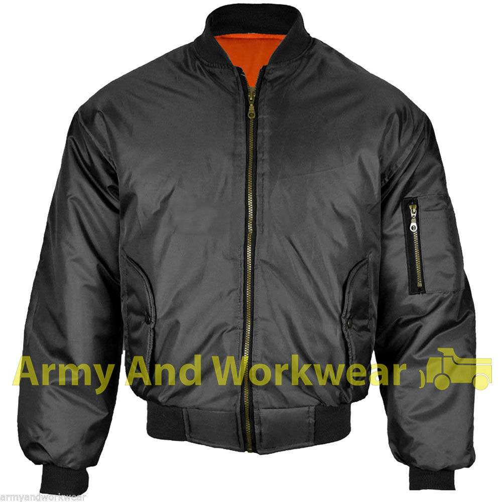 Mens Bomber Jacket Ma1 Army Pilot Biker Military Security Padded Harrington Coat