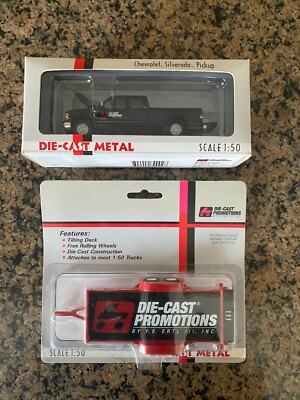 1/50 SCALE DCP CHEVROLET SILVERADO PICKUP AND FLAT DECK TILT TRAILER