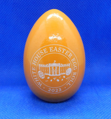 2023 WHITE HOUSE EASTER EGG ROLL WOOD ORANGE EGG WITH THE BIDEN'S AUTO SIGNATURE