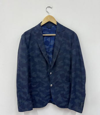 LBM Luigi Bianchi Mantova Sartoria Hydrogen Blue Camo Blazer 