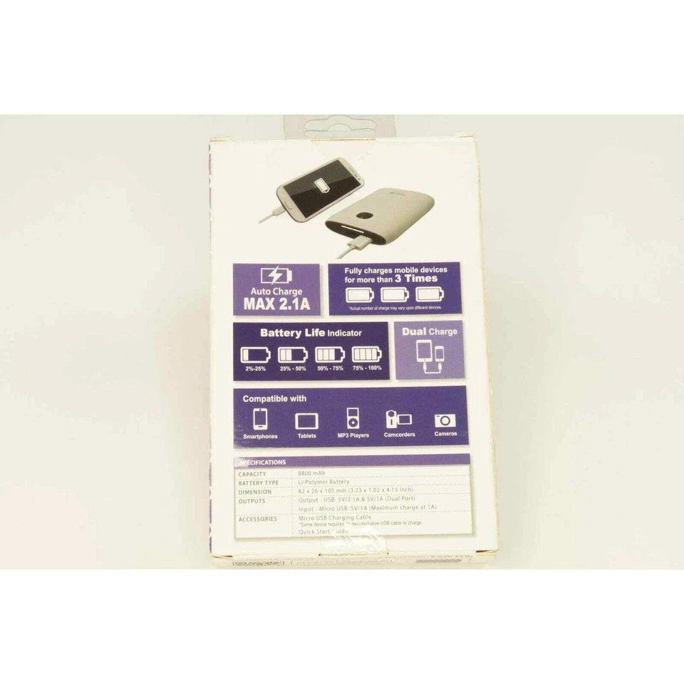 Digital2 Pro-Com Products 8800 mAh Power Bank - Retail Packaging - Lattice Purpl - Image 2 of 2