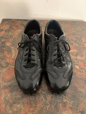 靴 PRADA Mens leather shoes 26cm Prada Sports Men's Designer Shoes Black Leather Sneakers 4E1526