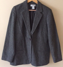 Sag Harbor Women's Single Button Gray Blazer Jacket Pure Wool Size 8 p8-36