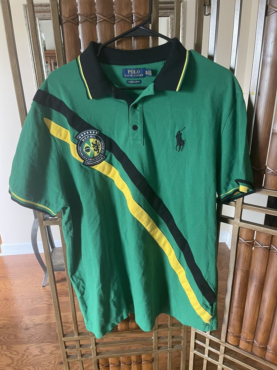 Polo Ralph Lauren BRASIL Green Polo Shirt #5 Size Custom Slim Fit