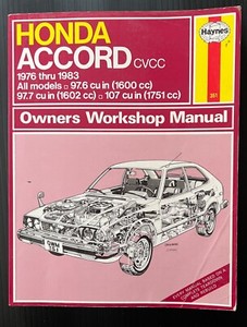 1976 1977 1978 1980 1981 Honda Accord Owner's Workshop Service Manual  Haynes