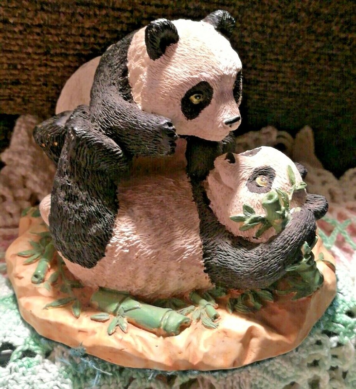 Panda Bears Playing 1992 CBK LTD Panda Figurine Resin PANDA Bears Vintage