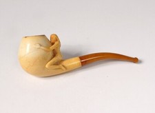 Pipa Antica Schiuma Di Mare Ambra Lavorato Donna Nuda Erotica 19esimo