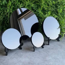 Black Obsidian Crystal Scrying Wafer Mirror  Healing Energy Home Decoration Gift
