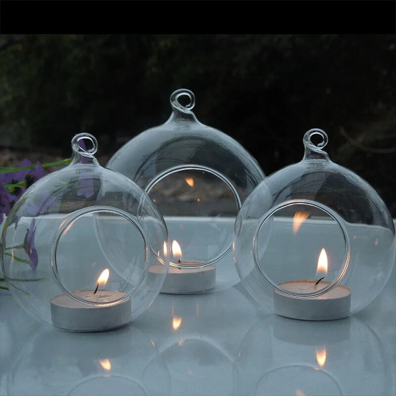 Clear Glass Bauble Tea Light Holder Wedding Hanging Tealight Table
