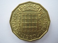 1960 nickel brass Threepence A UNC