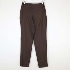 PRADA Silk Pants Womens IT40 US2 Brown Slim Leg Mid-Rise Side Zipper