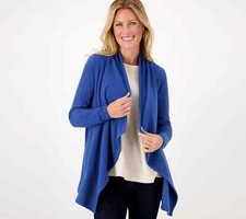 Susan Graver Reg Weekend Multi-Media Cardigan - Sea Blue XL a522807 --