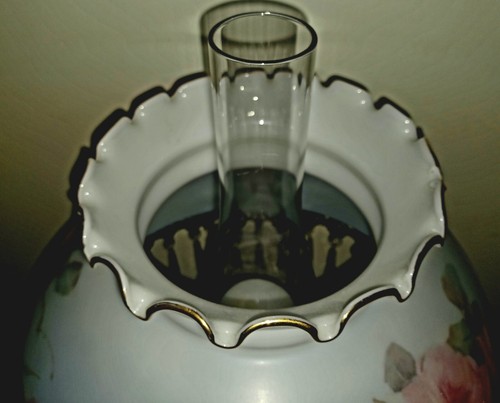 Vintage GWTW Hurricane Lamp L&L MCM 1960/70's Pink Flowers Branches Prism 28"H - Picture 14 of 24