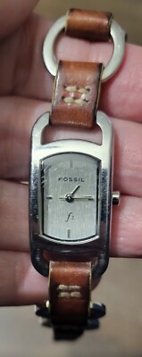 Fossil Watch Women ES-9634 18mm Textured Dial Leather Link 