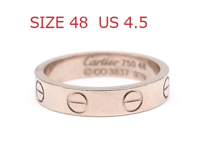 Cartier Mini Love Ring 18K WG White Gold 750 Size 48 US 4.5 Cartier Mini Love Ring 18K WG White Gold 750 Size 48 US 4.5