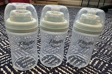 3 Vintage Playtex Nurser Drop In Bottles 4 Ounce BOYS Blue Rings with nipples