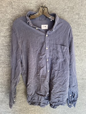 NN07 Levon Shirt Mens Large Blue Long Sleeve Button Up Tencel Casual Made Turkey
