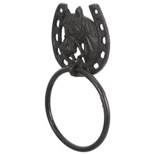 Image of Cast Iron Towel Ring Wall Mounted Horseshoe Bathroom Decor Farmhouse
