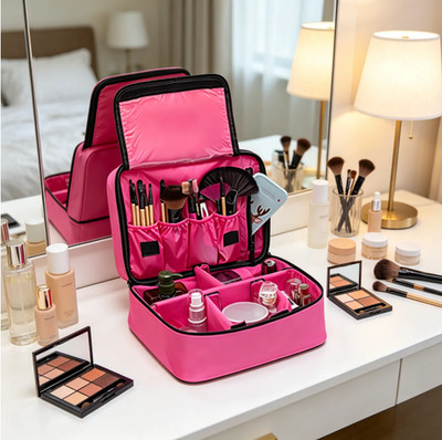 Travel Makeup Bag Cosmetic Toiletry Organizer Case Brush Holder Large Capacity